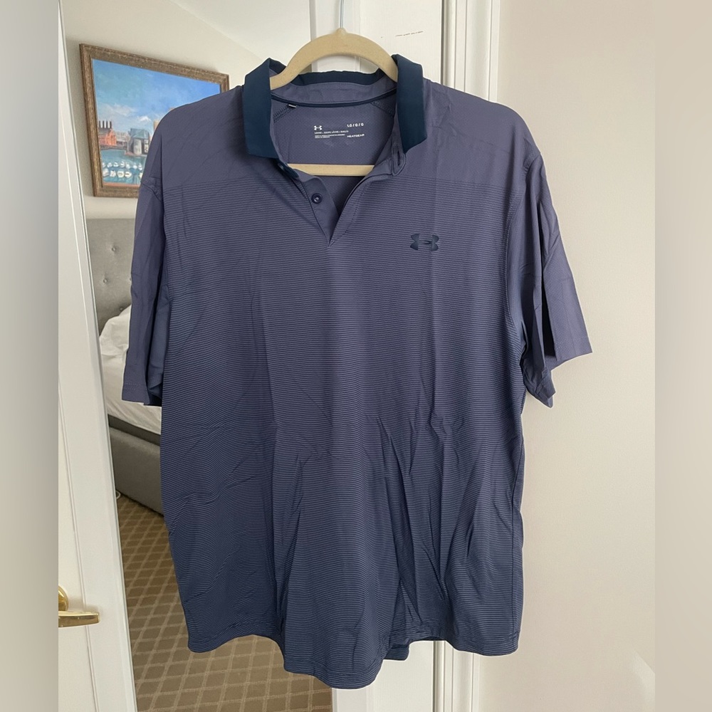Under Armour Polo Shirt Mens Large Blue Golf Iso Chill Short Sleeve
